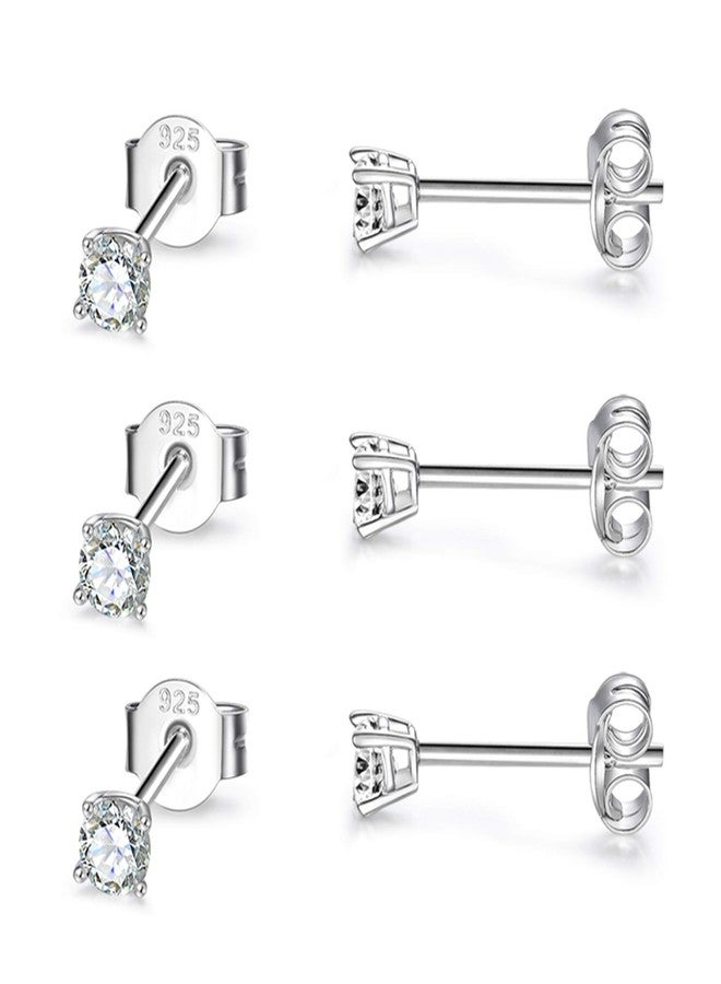EPIRORA Sterling Silver Stud Earrings for Women Men- 3 Pairs 3mm Tiny Ball Stud Earrings Round CZ Earrings Pearl Earrings Set Cartilage Small Tragus Earrings - Image 1